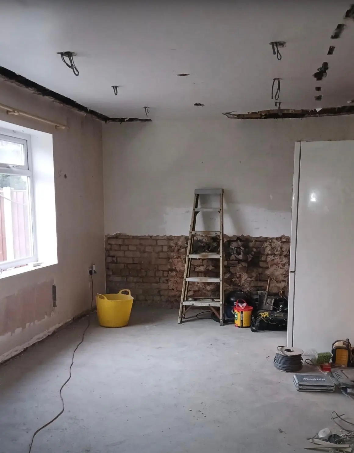 The opened-up room before plastering