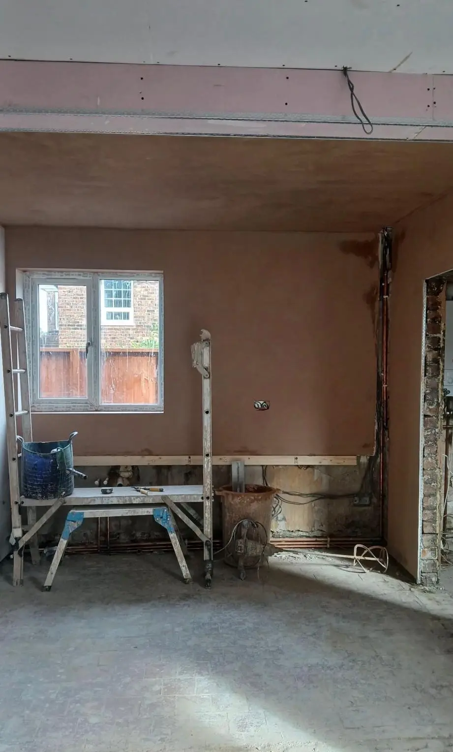 Room plastered and ready for the new kitchen